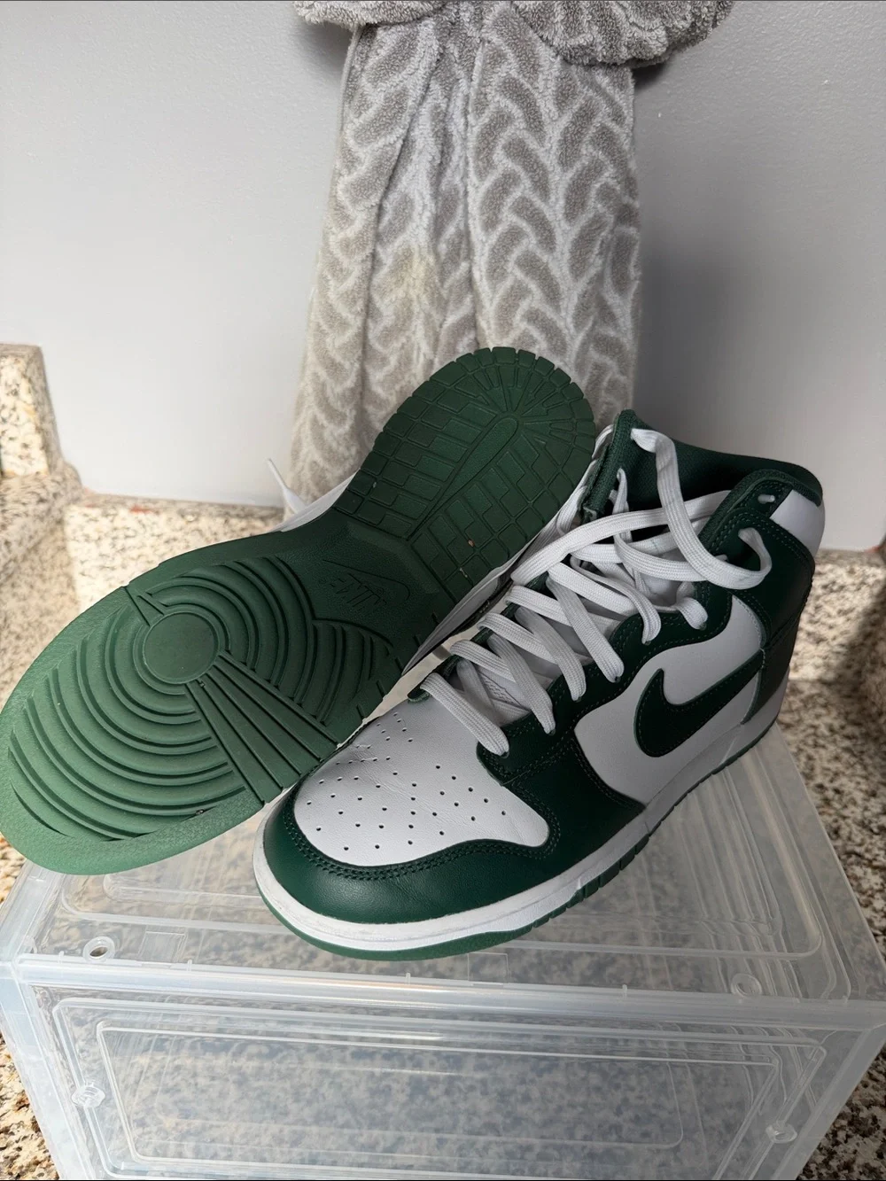 Nike High-Top Sneakers in White and Dark Green